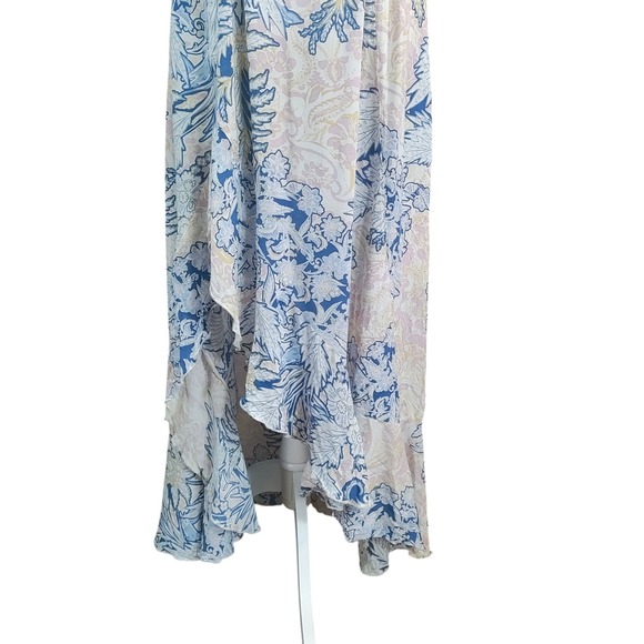Intimately Free People Forever Yours Dress Paisley Side Slit Blue Pink Fairy M - Picture 8 of 12